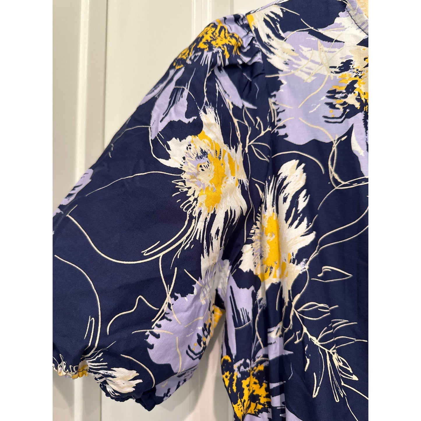 MSRP $138 NWT London Times Navy Floral Belted Midi Dress Size L SAME DAY SHIP