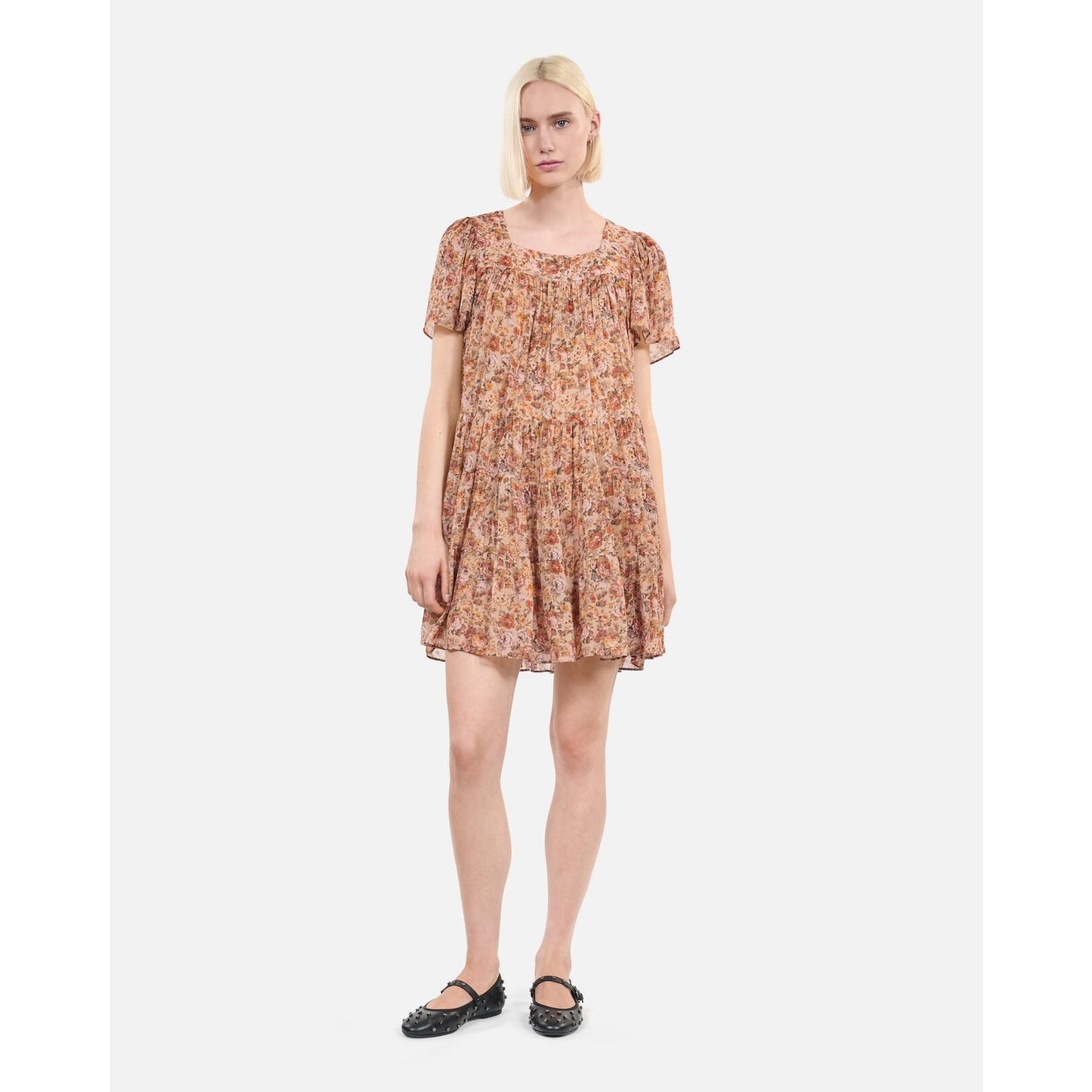 MSRP $395 NWT CAMEL SHORT FLORAL PRINT DRESS Sizr 1 or S | SAME DAY SHIP