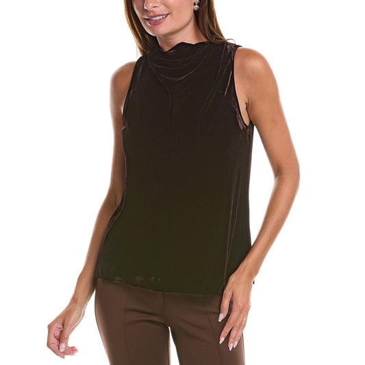 MSRP $325 | NWT Theory High Cowl Top Chocolate Brown Velvet Size M SAME DAY SHIP