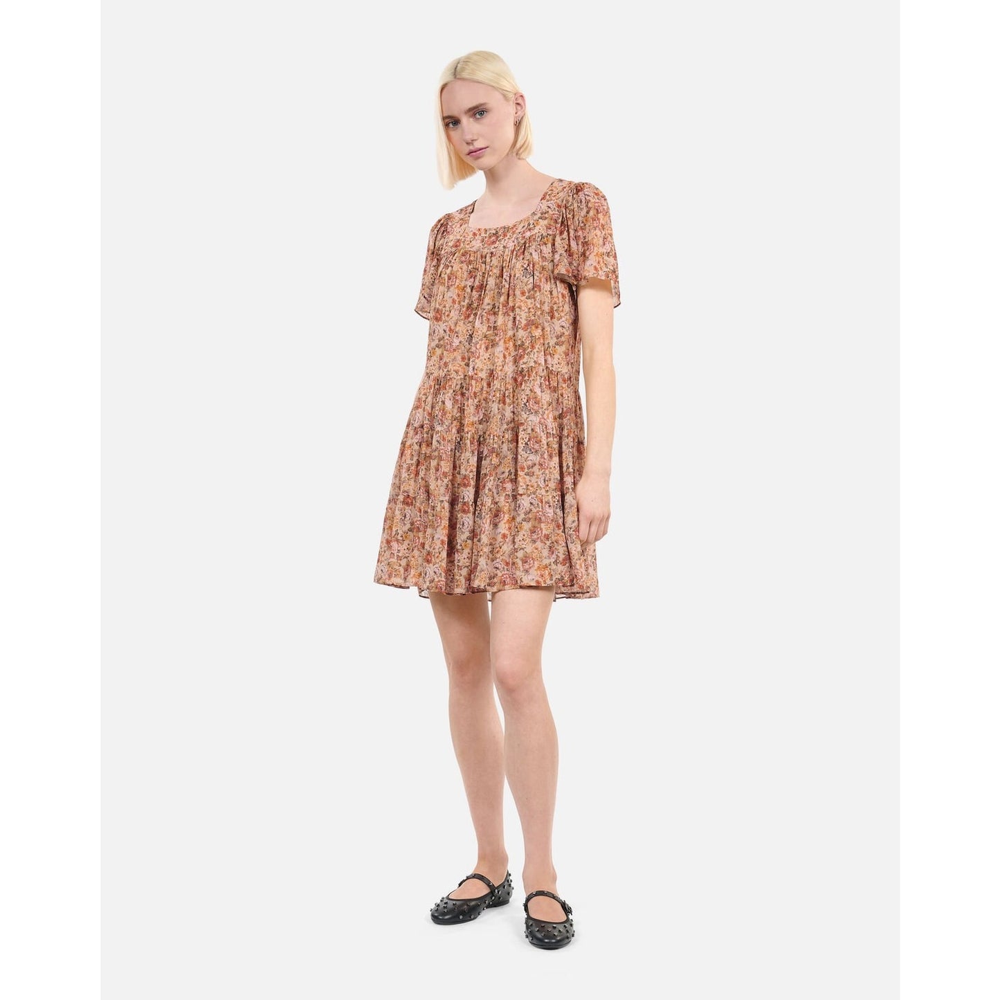 MSRP $395 NWT CAMEL SHORT FLORAL PRINT DRESS Sizr 1 or S | SAME DAY SHIP