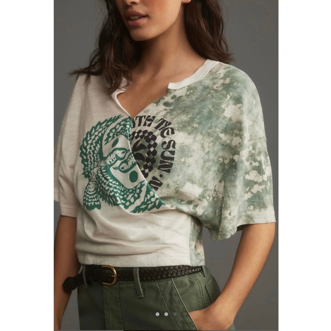 MSRP $102 NWT Pilcro Real Fun, Wow! Wrap Band Graphic Tee Size S | SAME DAY SHIP
