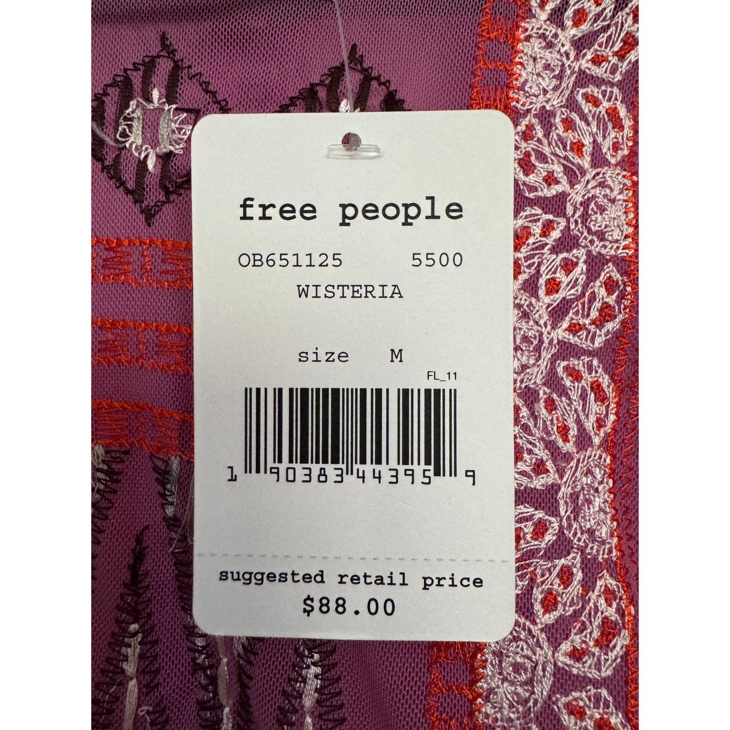 MSRP $88 NWT Free People Womens La Cienga Purple Long Flutter Sleeve Top Sz M