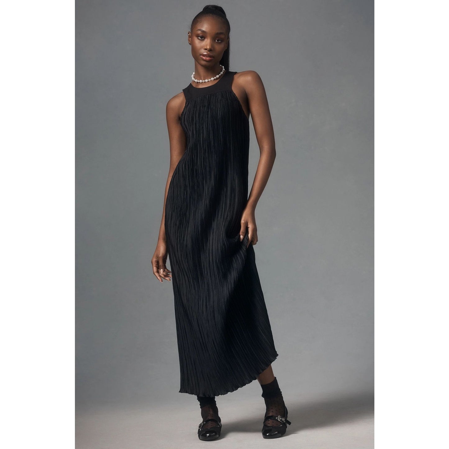 MSRP $168 NWOT Anthropologie Halter Plissé Maxi Dress Size 1X | SAME DAY SHIP