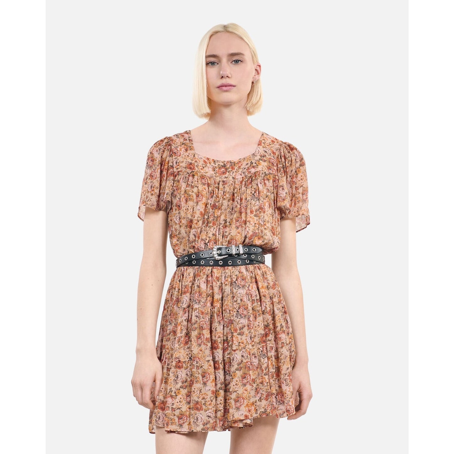 MSRP $395 NWT CAMEL SHORT FLORAL PRINT DRESS Sizr 1 or S | SAME DAY SHIP