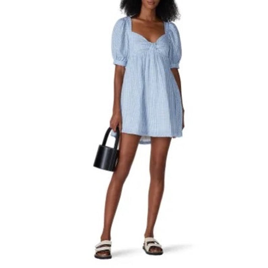 MSRP $275 RTR Now Blue Gingham Babydoll Dress Size XS | SAME DAY SHIP