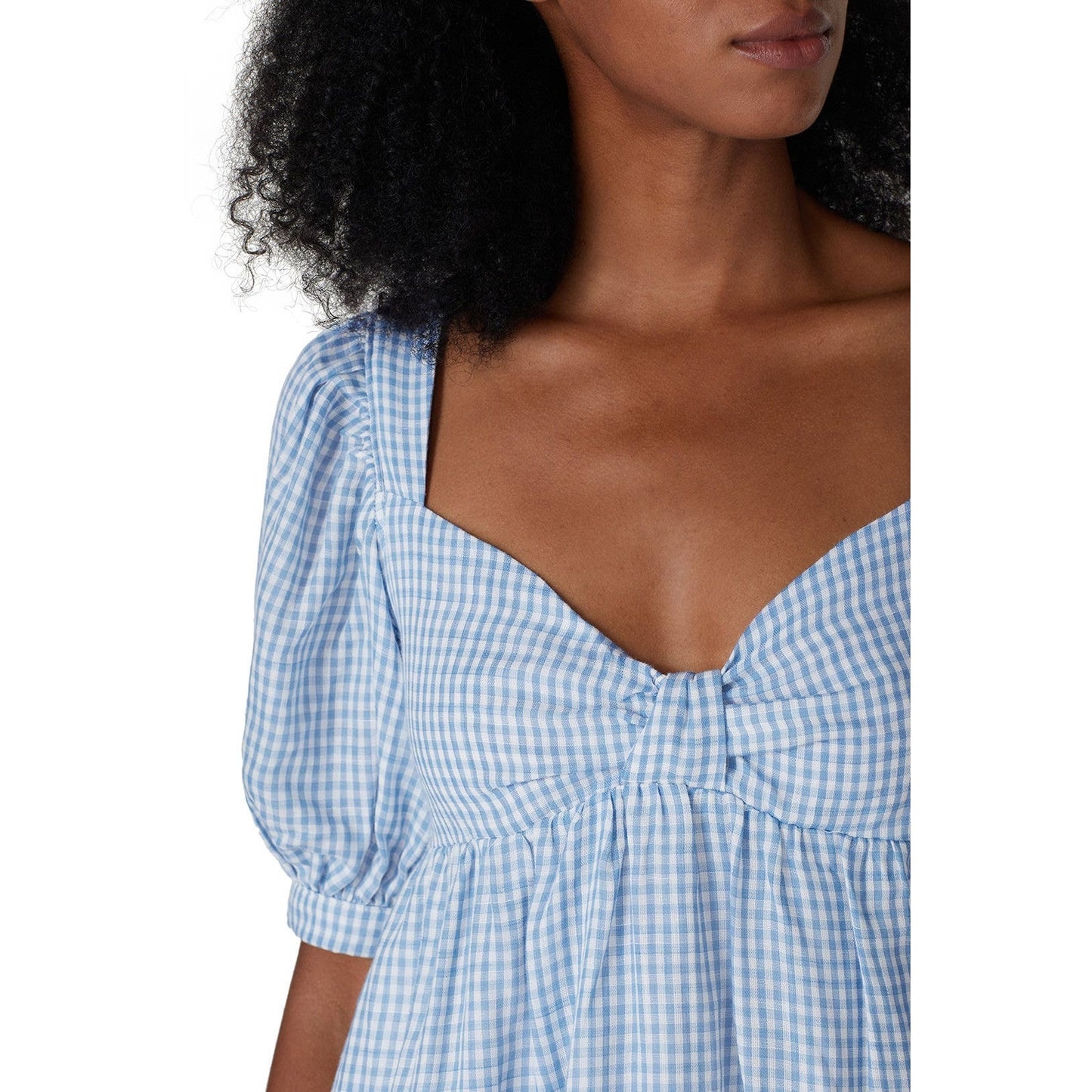 MSRP $275 RTR Now Blue Gingham Babydoll Dress Size XS | SAME DAY SHIP