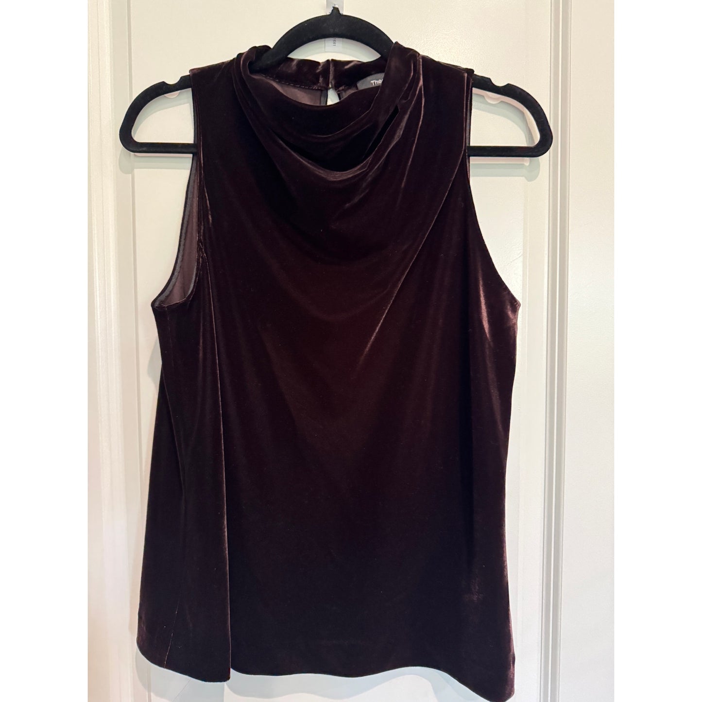 MSRP $325 | NWT Theory High Cowl Top Chocolate Brown Velvet Size M SAME DAY SHIP